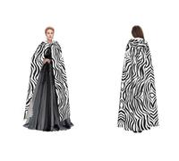 quopvn Zebra Print Print Hooded Cloak For Halloween, Cosplay, Masquerade & Costume Parties â€“ Oversized Cloak, Black, One Size