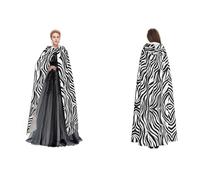 quopvn Zebra Print Print Hooded Cloak For Halloween, Cosplay, Masquerade & Costume Parties â€“ Oversized Cloak, Black, One Size