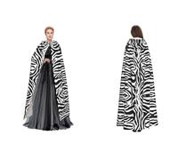 quopvn Zebra Prints Print Hooded Cloak For Halloween, Cosplay, Masquerade & Costume Parties â€“ Oversized Cloak, Black, One Size