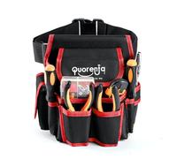 Quorenta Men's Tool Belts: Adjustable Oxford Work Pouch with 8 Durable Pockets, Ideal for Repair & Electrical Work, Fits Waist 31” to 52” (Red, Extra Large)