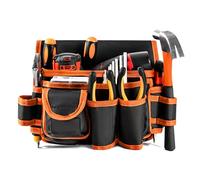 Quorenta Ultra-Thick Men's Tool Belts Fits Waist 31”to 52” Adjustable Oxford Work Pouch with 15 Durable Pockets, Ideal for Repair & Electrical Work (Orange, Extra Large)