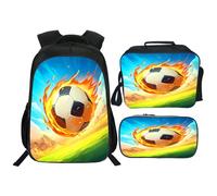 Quorin Soccer Backpack School Bag 3PCS Backpack 16 Inch with Lunch Bag Set Lightweight for Teen Boys Girls Kids Elementary Middle School