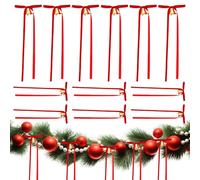Quorvex Christmas Bow Garland,Christmas Decor with Jingle Bell - Velvet Front Door Red Bows | for Mantle Fireplace Tree Staircase Indoor Outdoor Home Holiday Party Winter