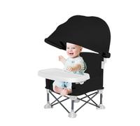 Quorvex Foldable Baby Dining Chair - Portable Toddler Travel Seat with Eating Tray - Folding Baby Feeding Chair with Canopy for Lawn Beach Outdoor Camping Home Travel Picnic