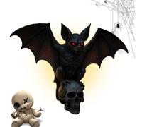 Quorvex Gothic Night Light - Gothic 3D Resin Wall Bat Skull Statue with LED Light | Horrible Lamp Decor, Scary Ambiance Lighting for Bedroom Studies Escape Room Party Living Room Bar