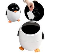 Quorvex Penguin Trash Bin - Decorative Garbage Bin | Cute Penguin Trash Can With Lid | Kids Waste Basket | Animal Shaped Garbage Bucket For Bedroom Car Tabletop Use