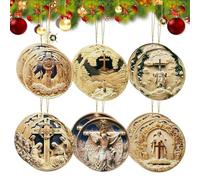 Quorvex Religious Christmas Ornaments | Christmas Wooden Pendants - Hangable Jesus Decor for Tree Church Rearview Mirror School Living Room Car Wall Bedroom Home Window Easter