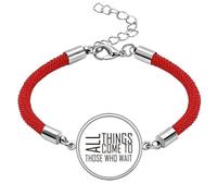 Quote All Things Come to Those Who Wait Lucky Red String Bracelet Rope Bracelet Handmade