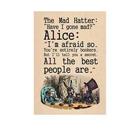 Quote Carroll Book Alice Wonderland Mad Hatter Tea Party Wall Art Print A4 and A3