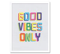 Quote Good Vibes Only Colourful Art Print Framed Poster Wall Decor 12x16 inch