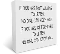Quote If You Are Not Willing To Learn Wood Box Sign Encouraging Mindset Art for Home Classroom Library Office 5x5 inch