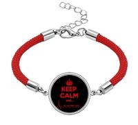Quote Keep Calm Red Black Lucky Red String Bracelet Rope Bracelet Handmade
