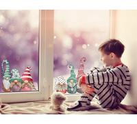Quote My Wall Christmas Tree Window Stickers Decorations for Home Shop Decals - Removable Kids Snowy Xmas Tree Window Films (Christmas Gnomes)