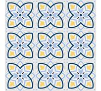 Quote My Wall Quotemywall Blue & Yellow Abstract Pattern Tile Stickers Peel & Stick Tile Decals For Kitchen & Bathroom (16 Pack)