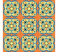 Quote My Wall Quotemywall Orange & Yellow Vintage Tile Stickers Pack Peel & Stick Tile Decals For Kitchen & Bathroom (16 Pack)