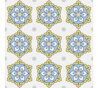 Quote My Wall Quotemywall Yellow & Blue Vintage Tile Stickers Pack Peel & Stick Tile Decals For Kitchen & Bathroom (16 Pack)