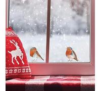 Quote My Wall Watercolour Robins Christmas Window Stickers for Home Shop Kids Decals Xmas Decorations Removable Cute Robin Pair (Double Robin Window Stickers)