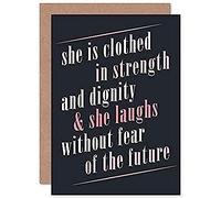 Fine Art Prints Quote She Dressed Strength Dignity Laughs Greetings Card