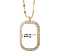 Quote The Wealth Of Mind Is The Only Wealth Necklace Pendant Diamond Crystal Golden Jewelry