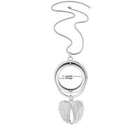 Quote The Wealth Of Mind Is The Only Wealth Pendant Angel Wings Rotating Necklace Jewelry