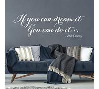 Quote Vinyl Wall Art Decal Sticker - If You can Dream it, You can do it - Walt D Quote [Large] [White]