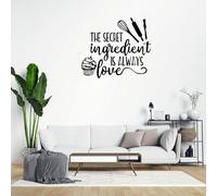 Quote Vinyl Wall Decal Stickers The Secret Ingredient is Always Love Word Letter Decals Wall Art Sayings Sticker for Bedroom Living Room Office Decor 24"