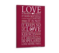 Quote Wall Art 1 Corinthians 13 4-8 Art Posters Are Suitable for Decorating Living Room, Bedroom, Study, Restaurant, Corridor, Children's Room, EtcFrame-style 12x18inch(30x45cm)