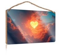 Quote Wood Plaque A Heart-Shaped Sun Shines Brightly Among The Clouds Wood Signs for Home Decor Bathroom Funny Signs(15X28CM)