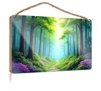 Quote Wood Plaque A Serene Forest Path Bathed in Sunlight Wood Signs for Home Decor Bathroom Funny Signs(15X28CM)
