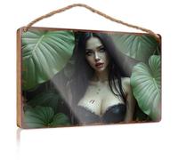 Quote Wood Plaque A Woman In Black Lace Amidst Lush Green Leaves Wooded Sign Pool Decor House Decor Clearance(20X30CM)