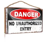 Quote Wood Plaque Danger No Unauthorized Entry Outdoor Signs And Decor Wood Bathroom Sign(23X35CM)