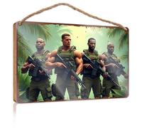 Quote Wood Plaque Four Soldiers In Green Vests With Rifles Against A Tropical Backg Wooded Sign Pool Decor House Decor Clearance(15X28CM)