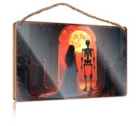 Quote Wood Plaque Ghostly Romance Under A Blood Moon Wooded Sign Pool Decor House Decor Clearance(20X30CM)