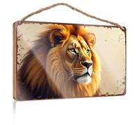 Quote Wood Plaque Golden Majesty: The Lion'S Regal Portrait Wooded Sign Pool Decor House Decor Clearance(23X35CM)