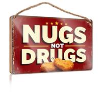 Quote Wood Plaque Nugs Not Drugs. Outdoor Signs And Decor Wood Bathroom Sign(23X35CM)