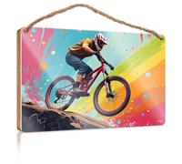 Quote Wood Plaque Rider Soars Over Rocks On Colorful Mountain Bike Adventure Wooded Sign Pool Decor House Decor Clearance(20X30CM)