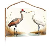 Quote Wood Plaque Two Birds Standing in Shallow Water with Tall Grass Wood Signs for Home Decor Bathroom Funny Signs(23X35CM)