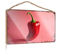 Quote Wood Plaque Vibrant Red Pepper Against Pink Background Wooded Sign Pool Decor House Decor Clearance(15X28CM)