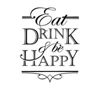 Quote Words Eat Drink and Be Happy Wall Decals 81x100.8cm Art Mural Painting Extra Large Black
