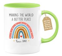 quotedazur Café-Croissant - 60th Birthday Custom Coffee Mug - Making The World A Better Place - Modern Humorous 60th Birthday Gift