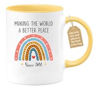 quotedazur Café-Croissant - 60th Birthday Custom Coffee Mug - Making The World A Better Place - Modern Humorous 60th Birthday Gift