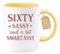 quotedazur Café-Croissant - 60th Birthday Custom Coffee Mug - Sixty ✦ Sassy ✦ and A Bit Smart Assy - Modern Humorous 60th Birthday Gift