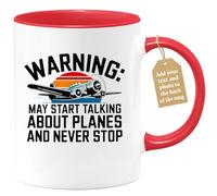 quotedazur Café-Croissant - Aviation Custom Coffee Mug - May Start Talking About Planes and Never Stop - Modern Humorous Gift