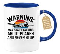 quotedazur Café-Croissant - Aviation Custom Coffee Mug - May Start Talking About Planes and Never Stop - Modern Humorous Gift