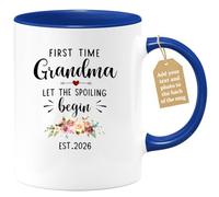 quotedazur Café-Croissant - Grandma Custom Coffee Mug - First Time Grandma ✦ Let The Spoiling Begin - Modern Humorous Grandmother Granddaughter Gift