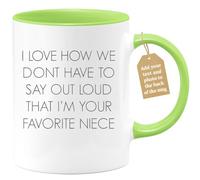 quotedazur Café-Croissant - Niece Custom Coffee Mug - I Love How We Dont Have to Say Out Loud That I'm - Modern Humorous Gift