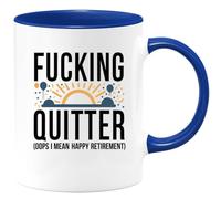 quotedazur Café-Croissant - Personalized Custom Coffee Mug Fucking Quitter (Oops I Mean Happy Retirement) for Retired Colleagues, Funny Party Gift, Celebration of Career Change