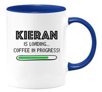 quotedazur Café-Croissant - Personalized Custom Coffee Mug Kieran is Loading... Coffee in Progress - Fun for Lovers, Birthdays, College Students, and Office Gifts