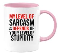 quotedazur Café-Croissant - Personalized Custom Coffee Mug My Level of Sarcasm Depends On Your Stupidity | Humorous Present for Friends, Family, Office and Fun Events