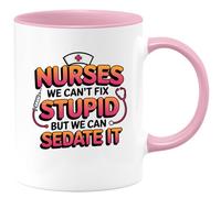 quotedazur Café-Croissant - Personalized Custom Coffee Mug Nurses We Can't Fix Stupid But Sedate It - Funny Present for Healthcare Workers, Nurse Appreciation, Humor, Medical Staff Farewell